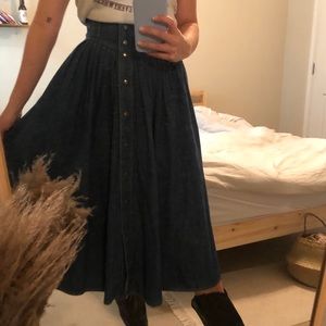 vintage western denim mid-length skirt